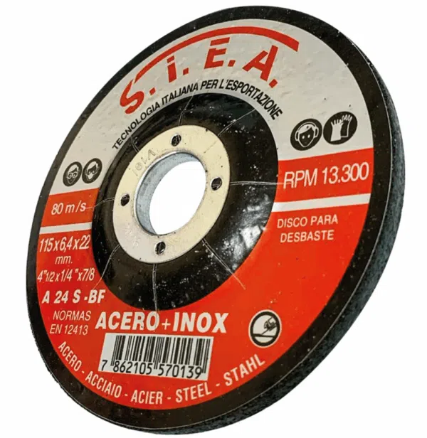 DISCO DESBASTE METAL SIEA 4.5 X 1/4 X 7/8 CD
