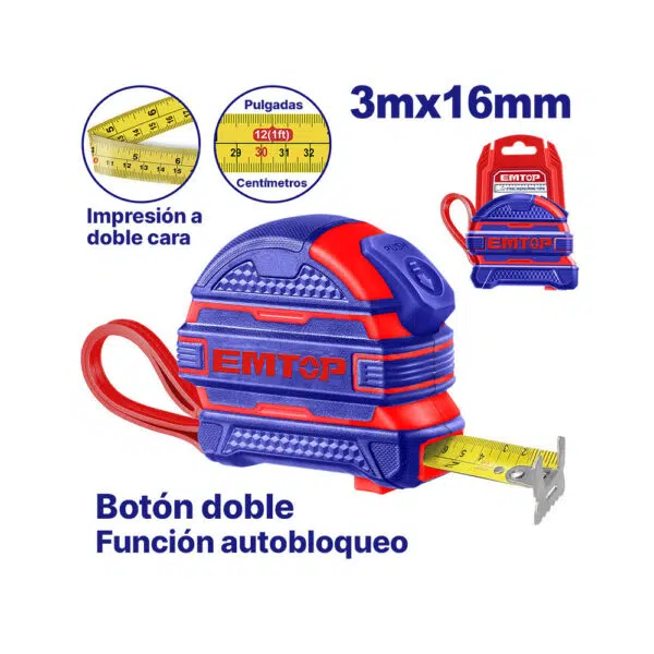 FLEXOMETRO AUTOBLOQUEO 16MM 3MTS